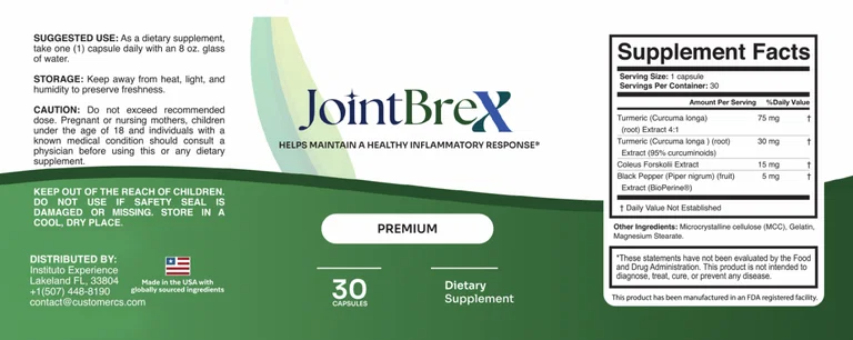 JointBreX key ingredients: Glucosamine Sulfate, Chondroitin Sulfate, and Boswellia Extract